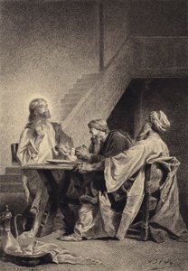 Jesús y los discípulos en Emaús de after Albert Robida