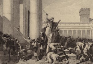 Jesús expulsando a los cambistas del templo de after Albert Robida