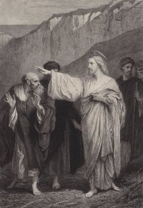 Jesús da su encargo a Pedro de after Albert Robida