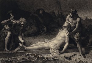 Jesús clavado en la cruz