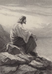 Jesús sentado junto al mar de after Albert Robida