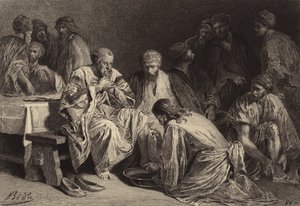 Jesús lavando los pies de los discípulos de after Albert Robida