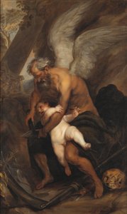 El tiempo cortando las alas del amor de after Anthony van Dyck