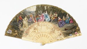 Abanico plisado de after Antoine Watteau