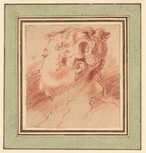 Estudio de cabeza de mujer de after Antoine Watteau