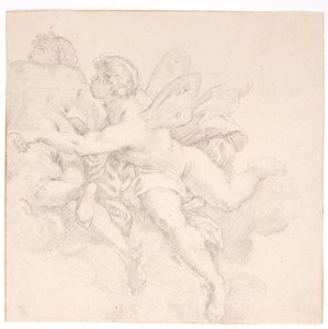 Dos figuras en las nubes, una de ellas posiblemente una alegoría del viento de after Carlo Maratti