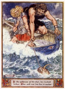 En la salvajeza de su miedo, corrió delante de Thor y cortó su línea en dos de after Charles Edmund Brock