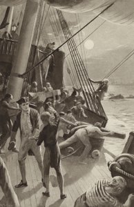 El barco del Capitán James Cook en problemas frente al Cabo Tribulación de after Charles Mills Sheldon