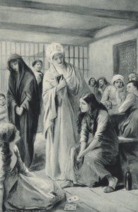 Elizabeth Fry entrando y saliendo libremente de las mazmorras de Newgate de after Charles Mills Sheldon