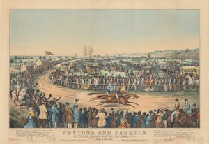 Peytona y Fashion: En su gran carrera por $20,000. En el Union Course L.I. 13 de mayo de 1845, ganada por Peytona. Tiempo 7:39 3/4, 7:45 1/4