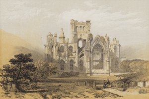 Abadía de Melrose, desde el Este de after David Roberts