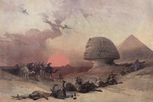 La Pirámide de Keops y la Esfinge, cerca de Giza, Egipto
