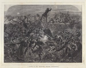 Una pelea en las trincheras antes de Sebastopol de after Edmond Morin
