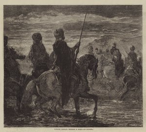 Caballería turca cruzando un río de after Edmond Morin