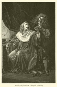 Boileau y el presidente de Lamoignon de after Emile Antoine Bayard