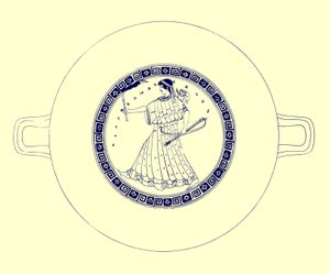 Artemisa con arco, flecha y antorcha, ilustración de Pinturas de Vasos Griegos por J. E. Harrison y D. S. MacColl, publicada en 1894 (imagen digitalmente mejorada) de after English School
