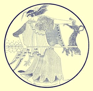 Ménade, ilustración de Pinturas de Vasos Griegos por J. E. Harrison y D. S. MacColl, publicada en 1894 (imagen digitalmente mejorada) de after English School