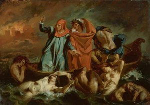 La barca de Dante, 1840-60 de after Eugène Delacroix