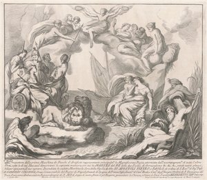 La Prima Macchina para la Chinea de 1741: Alegoría de la magnificencia real de after François Hutin Miguel de Sorellò
