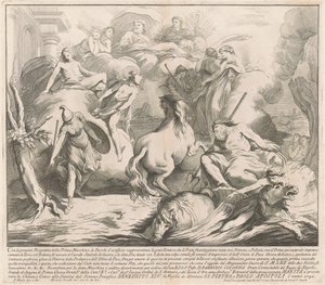 La Prima Macchina para la Chinea de 1742: La Competencia de Neptuno y Minerva de after François Hutin Miguel de Sorellò