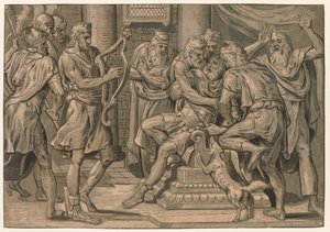David Playing the Harp before Saul de after Frans Floris