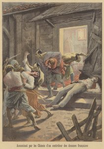 Asesinato de un oficial de aduanas francés por los chinos de after Frederic Theodore Lix