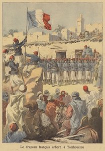 Izamiento de la bandera francesa en Tombuctú de after Frederic Theodore Lix