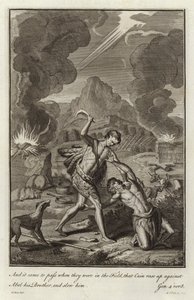 Caín matando a Abel de after Gerard Hoet
