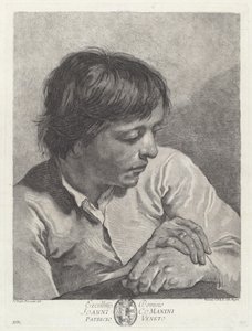 Un joven con las manos cruzadas de after Giovanni Battista Piazzetta Pietro Scattaglia and Innocente Alessandri