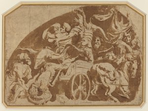 Huida de Meriones, con Coeranos Muerto Siendo Arrastrado desde el Carro de after Giulio Romano