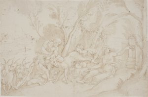 Júpiter amamantado por la cabra Amaltea de after Giulio Romano