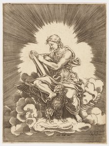 San Juan, escribiendo, sentado en un águila de after Giulio Romano