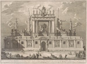 La Prima Máquina para la Chinea de 1762: El Toro Farnesio y Otras Antigüedades del Palazzo Farnese de after Giuseppe Palazzi Giuseppe Vasi after Paolo Posi
