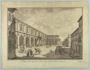Vista de Florencia, placa de "Scelta di XXIV Vedute delle principali contrade, piazze, chiese, e palazzi della Città di Firenze" de after Giuseppe Zocchi
