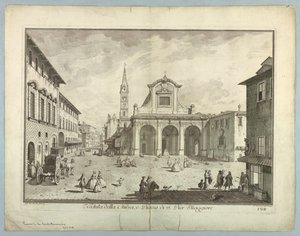 Vista de Florencia, Placa de "Selección de XXIV Vistas de las Principales Calles, Plazas, Iglesias y Palacios de la Ciudad de Florencia" de after Giuseppe Zocchi
