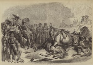 Corrida de toros en Bayona, el golpe del picador