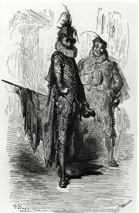 Ilustración de Le Capitaine Fracasse por Theophile Gautier (1811-72) grabado por Fortune Louis Meaulle (1844-1901) 1866
