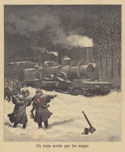 Un tren detenido por la nieve de after Henri Meyer