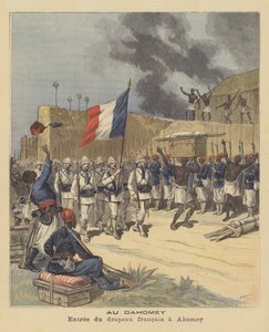 Entrada de la bandera francesa en Abomey, Dahomey