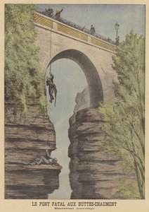 Rescate de un intento de suicidio en el puente del Parc des Buttes-Chaumont, París de after Henri Meyer