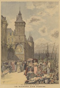 Primavera en París. El mercado de flores de after Henri Meyer
