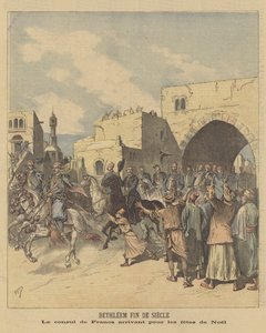 El cónsul francés llegando a Belén para las celebraciones de Navidad
