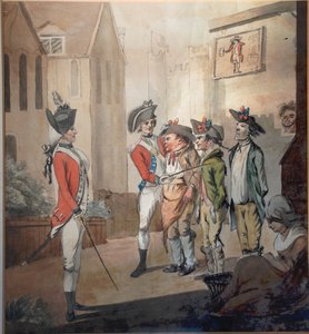 Ejército británico, fiesta de reclutamiento británica, 1780 de after Henry William Bunbury