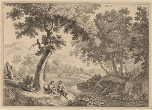 Familia de sátiros sentados bajo un árbol