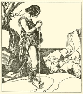 Sir Lamorack cuida los cerdos de Sir Nabon de after Howard Pyle