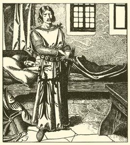 Sir Launcelot toma la armadura de Sir Kay de after Howard Pyle