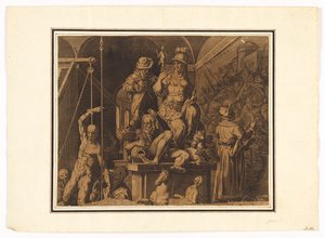 Los Practicantes de las Artes Visuales (mitad superior de hoja rasgada) de after Jan van der Straet, called Stradanus