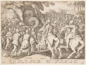 Atrapando la serpiente de after Jan van der Straet, called Stradanus