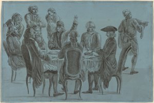 La comida de los filósofos de after Jean Huber