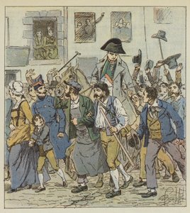 A su regreso de la isla de Elba, el Emperador fue recibido en el faubourg Saint-Antoine con un entusiasmo sin igual de after Louis Charles Bombled